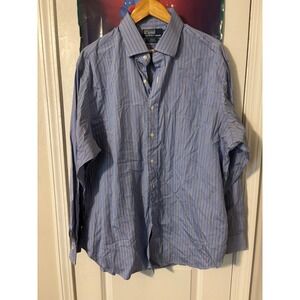 Polo Ralph Lauren Regent Classic Fit Striped Dress Shirt Blue Mens 17.5 34/35